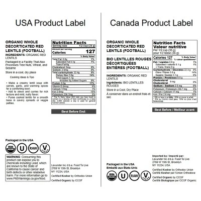 Organic Red Lentils (Football) - By Food To Live 3 Organic Red Lentils (Football) - By Food To Live