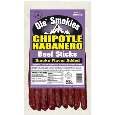 Buffalo Bills 7oz Chipotle Habanero Ole Smokies (Beef Sticks) - Four 7oz Packs 3 Buffalo Bills 7oz Chipotle Habanero Ole Smokies (Beef Sticks) - Four 7oz Packs