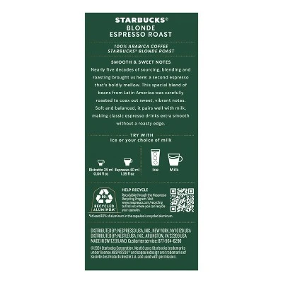 Starbucks By Nespresso Original Line Pods Light Roast Coffee Blonde Espresso Roast - 10ct 3 Starbucks By Nespresso Original Line Pods Light Roast Coffee Blonde Espresso Roast - 10ct