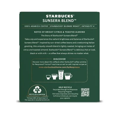 Starbucks By Nespresso Vertuo Line Sunsera Blend Blonde Roast Coffee Pods 9 Starbucks By Nespresso Vertuo Line Sunsera Blend Blonde Roast Coffee Pods - Image 7
