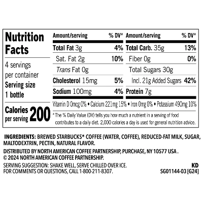 Starbucks Frappuccino Vanilla Coffee Drink - 4pk/9.5 Fl Oz Glass Bottles 7 Starbucks Frappuccino Vanilla Coffee Drink - 4pk/9.5 Fl Oz Glass Bottles - Image 5