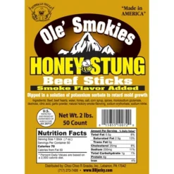 Buffalo Bills 2-lb Honey Stung 5" Ole Smokies Saddlebag (50 Twist End Beef Sticks Per Saddlebag)