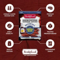 Bridgford Sweet Baby Ray’s Smokehouse Sausage Sticks Original 5 Oz - High Protein Smoked Sausage Sticks For Your Dietary Preferences -Grocery Sales GUEST 520d600d b070 47f3 899b 6f50489c1fe2