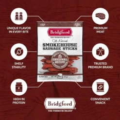 Bridgford Smokehouse Sausage Sticks Original 5 Oz - Gluten Free High Protein Smoked Sausage Sticks For A Variety Of Dietary Preferences -Grocery Sales GUEST 5ea276d4 c81f 4cd2 8f2e 0931b68744fd 1