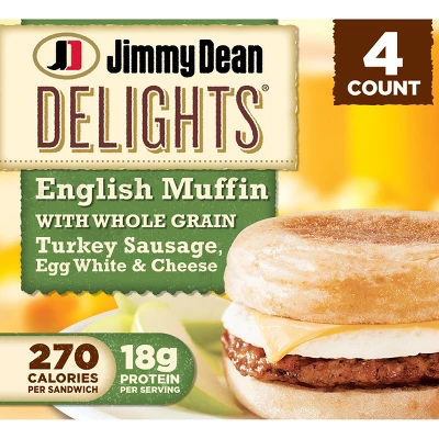 Jimmy Dean Delights Turkey Sausage, Egg Whites, & Cheese Frozen English Muffin - 4ct 10 Jimmy Dean Delights Turkey Sausage, Egg Whites, & Cheese Frozen English Muffin - 4ct - Image 8