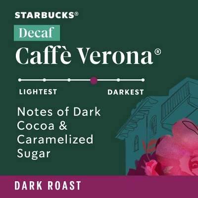 Starbucks Dark Roast Decaf Ground Coffee — Caffè Verona — 100% Arabica — 1 Bag (12 Oz.) 3 Starbucks Dark Roast Decaf Ground Coffee — Caffè Verona — 100% Arabica — 1 Bag (12 Oz.)