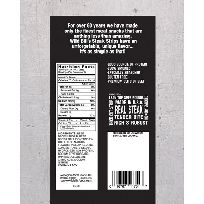 Wild Bill's Steak Strips 3 Ounce Pack - Thick Cut Strips Of Real Steak (3 Count) 3 Wild Bill's Steak Strips 3 Ounce Pack - Thick Cut Strips Of Real Steak (3 Count)