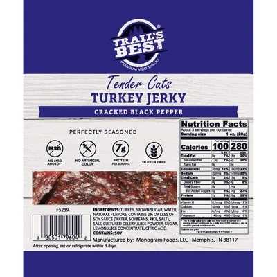 Trail's Best 2.85oz Cracked Black Pepper Turkey Jerky - 3 Packs 3 Trail's Best 2.85oz Cracked Black Pepper Turkey Jerky - 3 Packs
