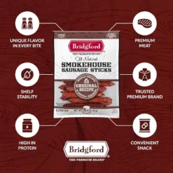 Bridgford Smokehouse Sausage Sticks Hot & Spicy 5 Oz - Gluten Free High Protein Smoked Sausage Sticks For Many Dietary Preferences -Grocery Sales GUEST 7936ba65 25c7 4e87 88e3 c59d1a90c9ef