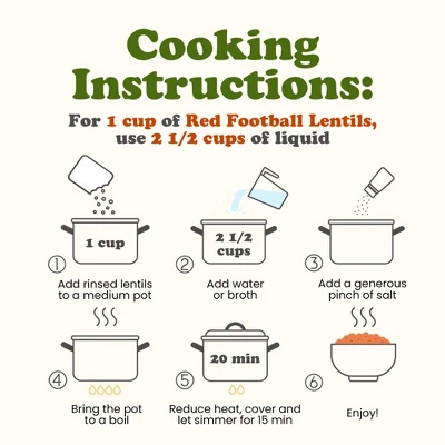 Organic Red Lentils (Football) - By Food To Live 5 Organic Red Lentils (Football) - By Food To Live - Image 3