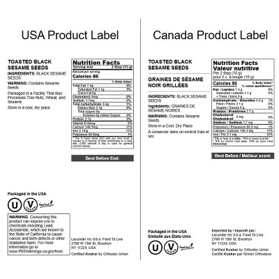 Dry Roasted Black Sesame Seeds - By Food To Live 3 Dry Roasted Black Sesame Seeds - By Food To Live