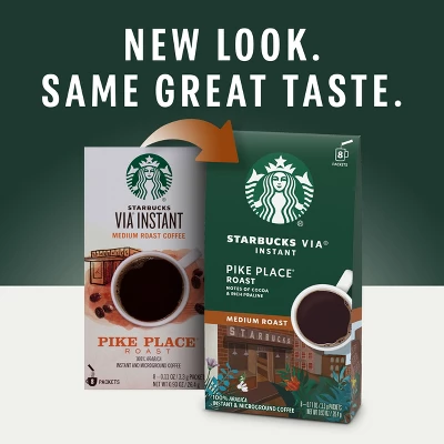 Starbucks VIA Instant Coffee Medium Roast Packets Pike Place Roast Packets - 8ct/0.11oz 4 Starbucks VIA Instant Coffee Medium Roast Packets Pike Place Roast Packets - 8ct/0.11oz - Image 2