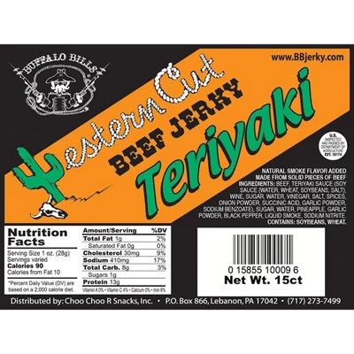 Buffalo Bills 18oz Teriyaki Western Cut Big Slab Beef Jerky (15 Beef Jerky Slices Per Bag) 3 Buffalo Bills 18oz Teriyaki Western Cut Big Slab Beef Jerky (15 Beef Jerky Slices Per Bag)