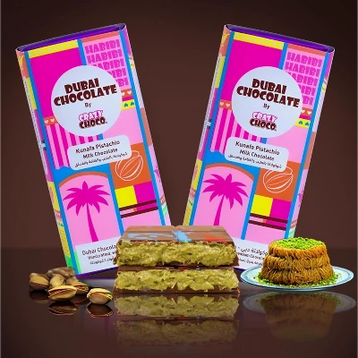 Dubai Chocolate Viral Kunafa Pistachio Milk Chocolate Crunchy With Premium Chocolate 6.4oz 4 Dubai Chocolate Viral Kunafa Pistachio Milk Chocolate Crunchy With Premium Chocolate 6.4oz - Image 2