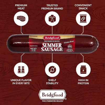 Bridgford Summer Sausage 16 Oz - Protein-Rich Keto-Friendly Shelf-Stable Snack - Great For Sausage Rolls And On Your Charcuterie Boards 5 Bridgford Summer Sausage 16 Oz - Protein-Rich Keto-Friendly Shelf-Stable Snack - Great For Sausage Rolls And On Your Charcuterie Boards - Image 3