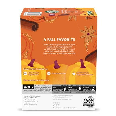 Starbucks Pumpkin Spice Flavored Light Roast Keurig K-Cup Coffee Pods - 22ct 10 Starbucks Pumpkin Spice Flavored Light Roast Keurig K-Cup Coffee Pods - 22ct - Image 8