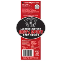 Buffalo Bills 1-lb Pack Hot & Spicy Lebanon Bologna Sticks (Pennsylvania Dutch Hot Beef Sticks)