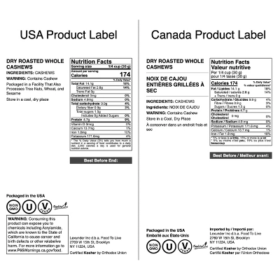 Dry Roasted Whole Cashews - By Food To Live 3 Dry Roasted Whole Cashews - By Food To Live