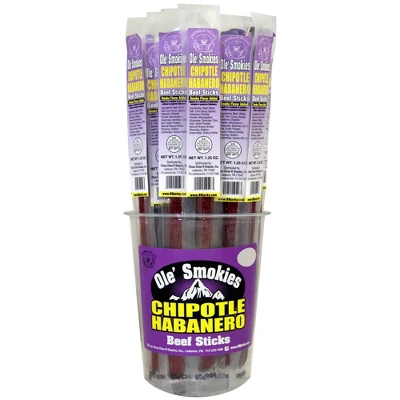 Buffalo Bills 15-ct Chipotle Habanero Ole Smokies (Beef Sticks) - Two 15-ct Tubs 3 Buffalo Bills 15-ct Chipotle Habanero Ole Smokies (Beef Sticks) - Two 15-ct Tubs