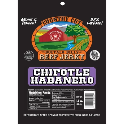Buffalo Bills 1.5oz Chipotle Habanero Country Cut Beef Jerky - Ten 1.5oz Packs 3 Buffalo Bills 1.5oz Chipotle Habanero Country Cut Beef Jerky - Ten 1.5oz Packs