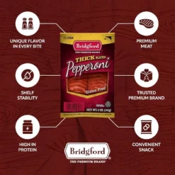 Bridgford Thick Sliced Pepperoni 5 Oz - Thick Pepperoni Slices For Pizza And Sandwiches With Zero Carb Ideal For Your Keto Diets -Grocery Sales GUEST dcb91f8c ff53 4e37 8b0b 7ee817352851