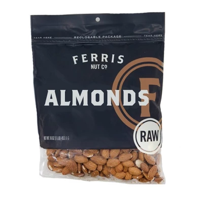 Ferris Nut Co. Raw Almonds - Case Of 12/16 Oz 3 Ferris Nut Co. Raw Almonds - Case Of 12/16 Oz