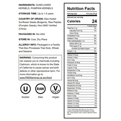 Sunflower And Pumpkin Seed Mix - By Food To Live 3 Sunflower And Pumpkin Seed Mix - By Food To Live