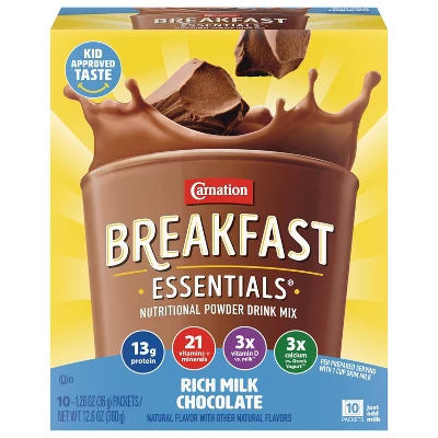 Carnation Breakfast Essentials Powder Drink Mix Packets Rich Milk Chocolate - 12.6oz/10ct 9 Carnation Breakfast Essentials Powder Drink Mix Packets Rich Milk Chocolate - 12.6oz/10ct - Image 7