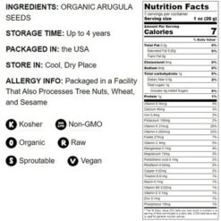 Organic Arugula Sprouting Seeds - By Food To Live -Grocery Sales GUEST f4f0957e 155b 48d5 802c 8c1b51ca8d21