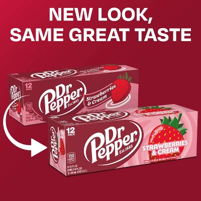 Dr Pepper Strawberries & Cream Soda - 12pk/12 Fl Oz Cans 3 Dr Pepper Strawberries & Cream Soda - 12pk/12 Fl Oz Cans