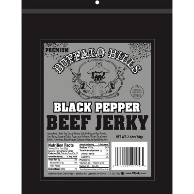 Buffalo Bills 2.6oz Premium Black Pepper Beef Jerky Packs (six 2.6oz Beef Jerky Packs) 3 Buffalo Bills 2.6oz Premium Black Pepper Beef Jerky Packs (six 2.6oz Beef Jerky Packs)